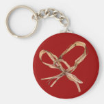 Verdrehtes Schnur-Herz-Rot Keychain Schlüsselband