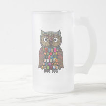 Verre givré de hibou de patchwork tasse à café