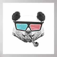 Verres à trois dimensions de panda vintage posters