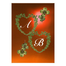 Vert orange de SHAMROCK de MONOGRAMME VERT de COEU Cartons D'invitation