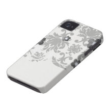 verzierter formaler Schwarz-weißer Damast iPhone 4 Etuis