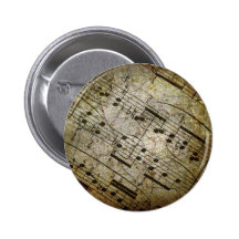 Vieille illustration musicale de feuille, notes gr badge avec épingle