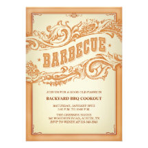 Vieille invitation occidentale authentique de BBQ