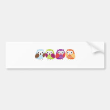 Vier bunte Eulen Auto Sticker