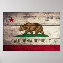 Vieux drapeau en bois de la Californie Affiches