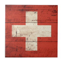 Vieux drapeau en bois de la Suisse Carreaux En Céramique