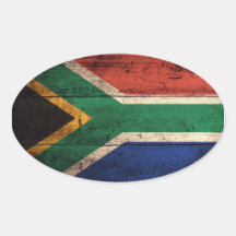 Vieux drapeau en bois de l'Afrique du Sud Autocollant Ovale