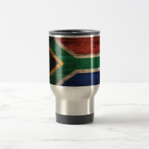 Vieux drapeau en bois de l'Afrique du Sud Tasses À Café