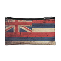 Vieux drapeau en bois d'Hawaï ; Trousse Make-up