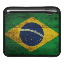 Vieux drapeau en bois du Brésil Poches Pour iPad
