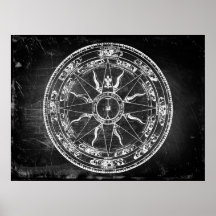 Vieux rose de boussole (B&W) Affiches