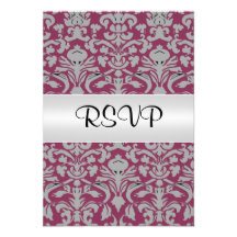Vieux rouge de mariage damassé RSVP Faire-part