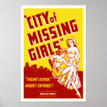 "Ville affiche de film vintage de filles absentes"