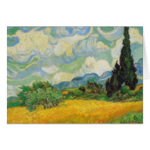 Vincent van Gogh - Weizen-Feld mit Zypressen Grußkarten