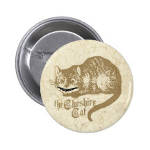 Vintage Cheshire-Katzen-Illustration Anstecknadelbuttons