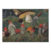 Vintage Elf-Familien-Ernte Ankündigung
