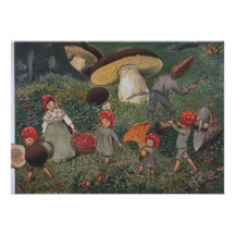Vintage Elf-Familien-Ernte Einladungskarte