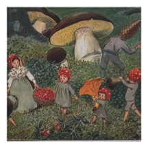 Vintage Elf-Familien-Ernte Individuelle Einladung