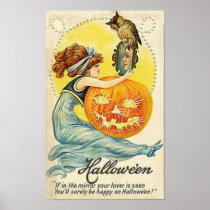 Vintage Halloween-Spiegel-Karte