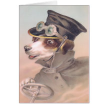 Vintage Hundefahrer-Karte