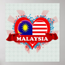Vintage i-Liebe Malaysia Posterdruck