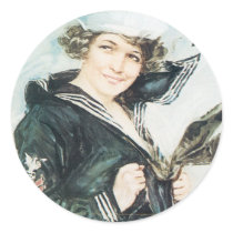 Vintage Kriegs-Plakataufkleber - Pin herauf Marine