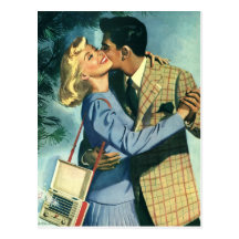 Vintage Liebe und Romance, Weihnachtstanz Postkarte
