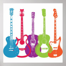 Vintage miserabele Retro Gitarren Posterdrucke