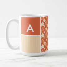 Vintage Orange Retro Star Pattern Mugs