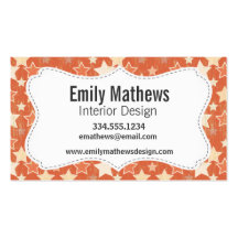 Vintage Orange Retro Stars Pattern Business Card
