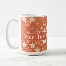 Vintage Orange Retro Stars Pattern Mugs