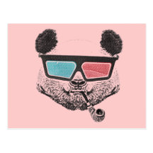 Vintage Panda glasses3D Postkarten