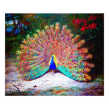 Vintage Pfau-Malerei Photodruck