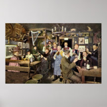 Vintage Restaurant-Bar-Leute, die Party feiern Posterdrucke