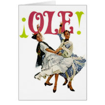 Vintage Retro Frauen-spanische Flamenco-Tänzer Ole Grußkarte