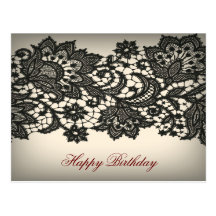 Vintage schwarze Spitze-beige Paris-Mode Postkarte
