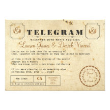 Vintage Telegramm-Einladungs-Karte