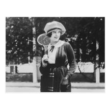 Vintage Zwanzigerjahre Tennis-Mode Postkarte