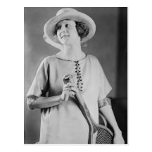 Vintage Zwanzigerjahre Tennis-Mode Postkarten