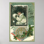 Vintagen neuen Jahres Posterdruck
