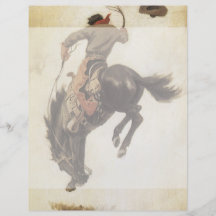 Vintager Cowboy auf einem sträubenden Bronco-Pferd Individuelle Flyer