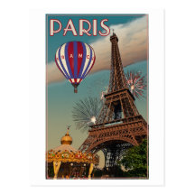 Vintager Eiffel-Turm Postkarte