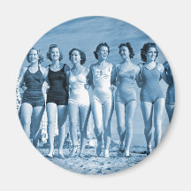 Vintager Retro Frauenkitsch-surfende Strand-Nüsse Magnete