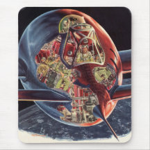 Vintager Science Fiction-Rocket-Raumschiff-Astrona Mousepad