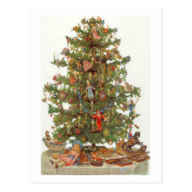 Vintager Weihnachtsbaum Postkarte