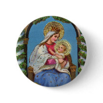Vintager WeihnachtsJungfrau-Mary-Baby-Jesus-Knopf