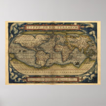Vintager Weltatlas-Karten-Druck Plakat
