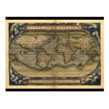Vintager Weltkarten-Atlas-historischer Entwurf Postkarten