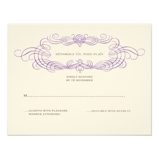 Vintages Chic-Hochzeit UAWG lila Personalisierte Einladungen