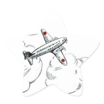 Vintages Flugzeug-Schwarzweiss-zeichnen